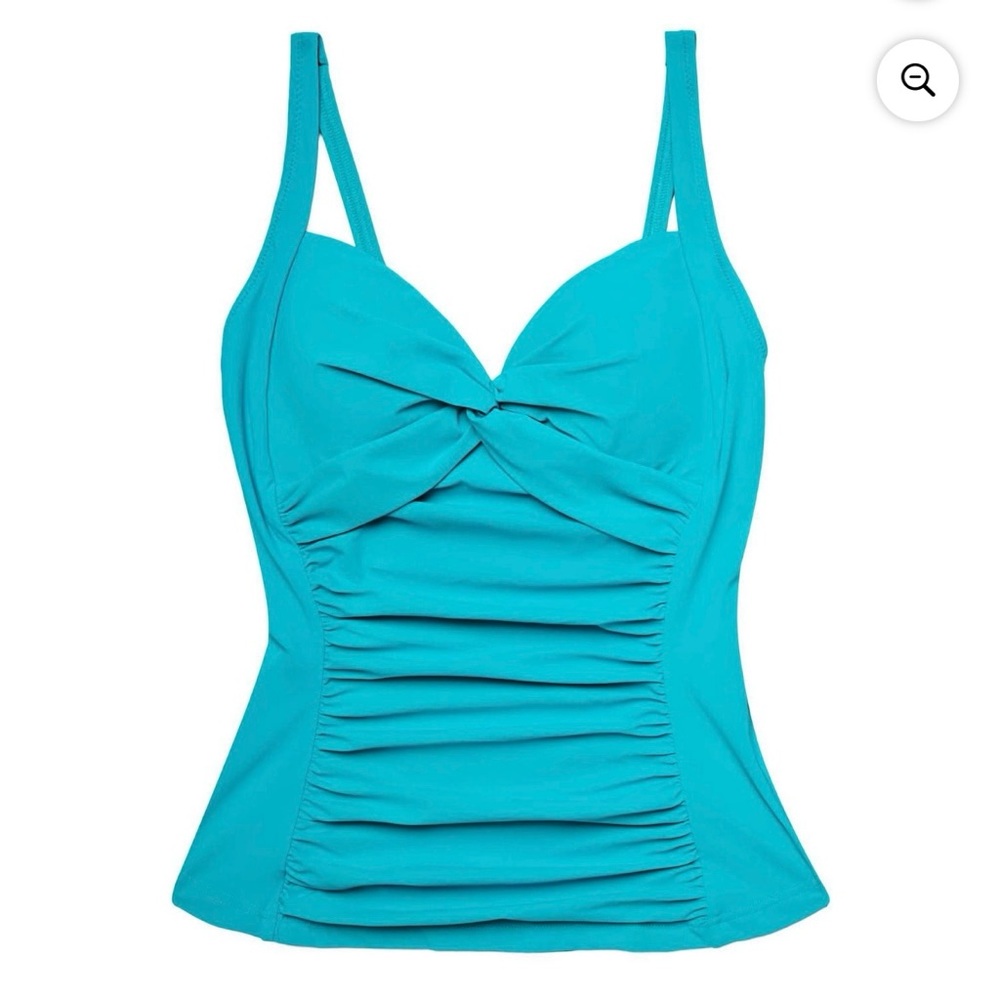 Captiva Women's Ruched Twist Front Sweetheart Neck Tankini Swim Top